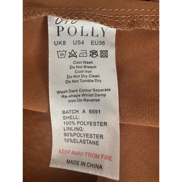 NWT Oh Polly Bronze Satin Cowl Neck Mini Dress US4 Floral Rhinestone Party - Picture 11 of 11